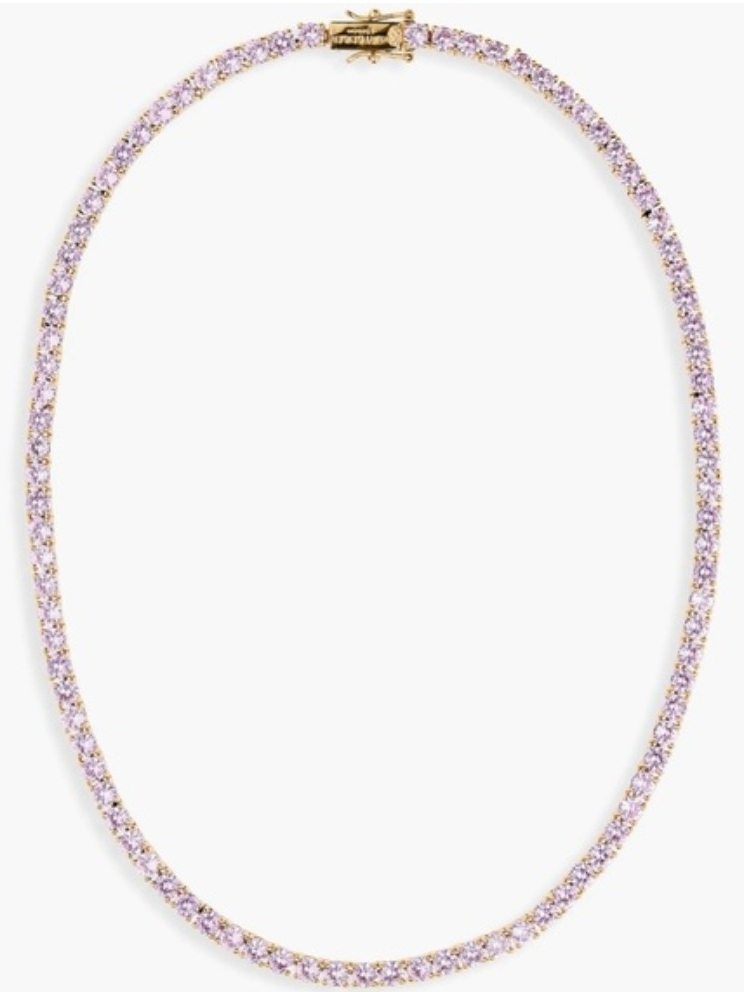 Kurt Geiger Pink Crystal Tennis Necklace With Gold Clasp 99$